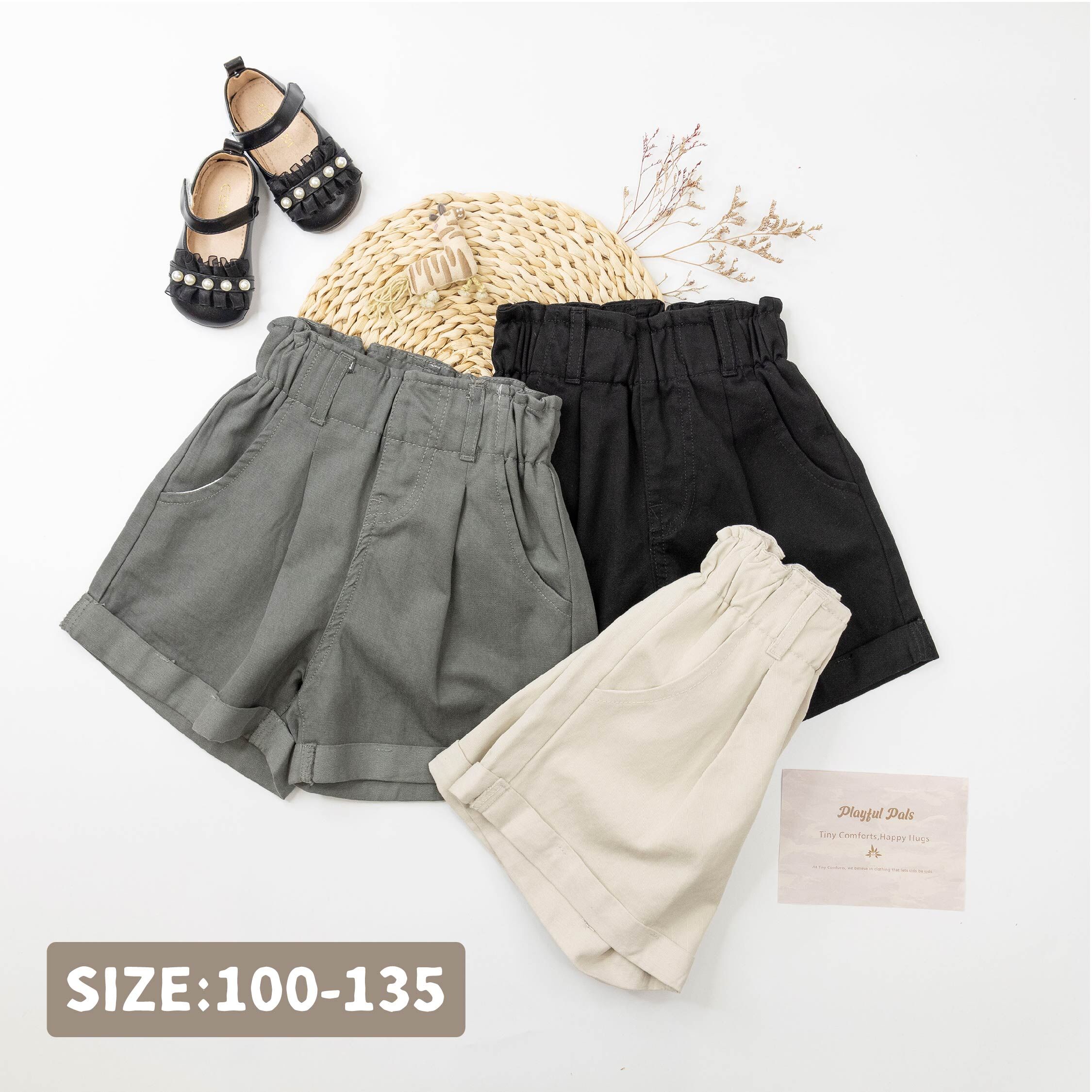 【H50903】寬邊花苞反褶設計短褲＊三色