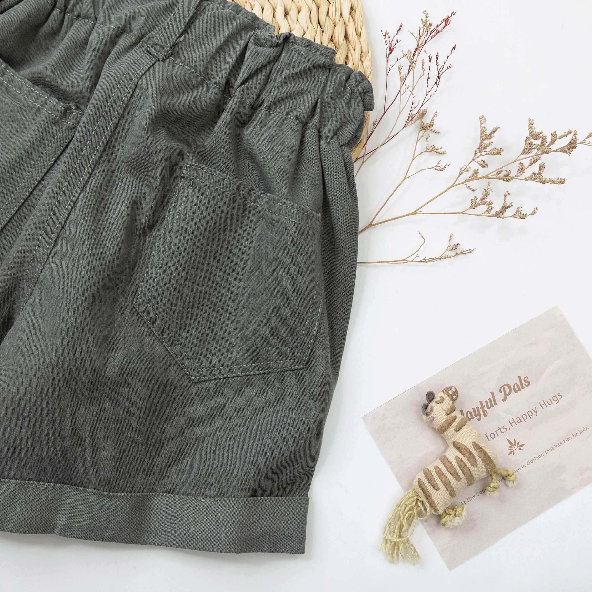 【H50903】寬邊花苞反褶設計短褲＊三色