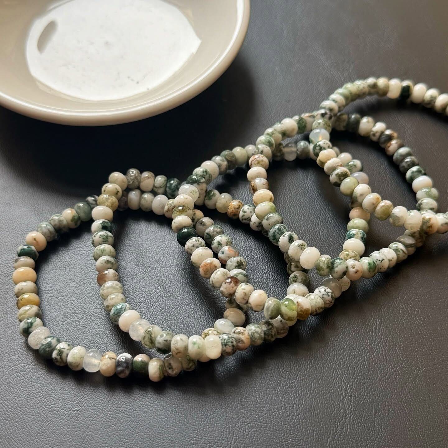 [原石] 水草瑪瑙 算盤珠水晶手串