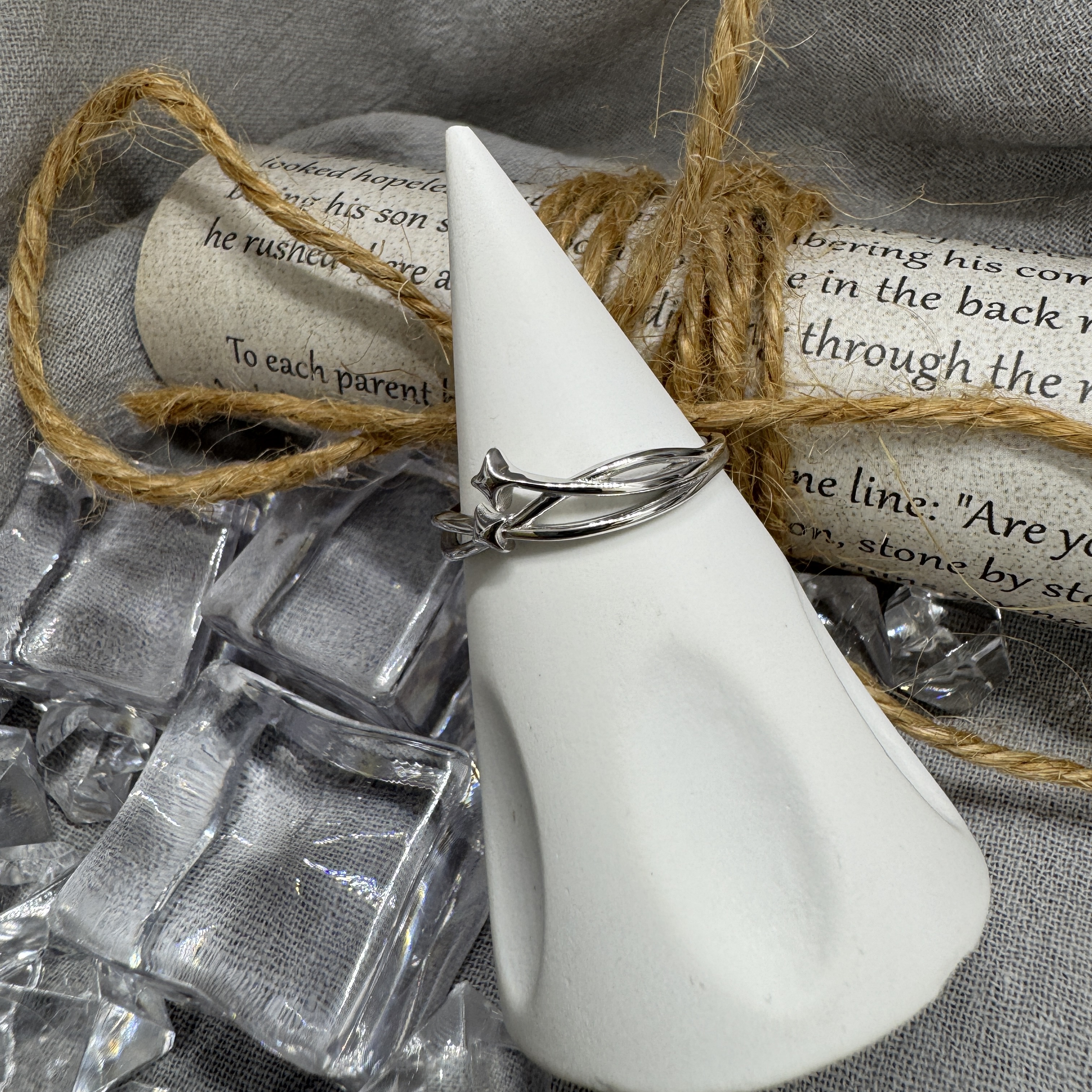 雙星交錯 - 純銀戒指