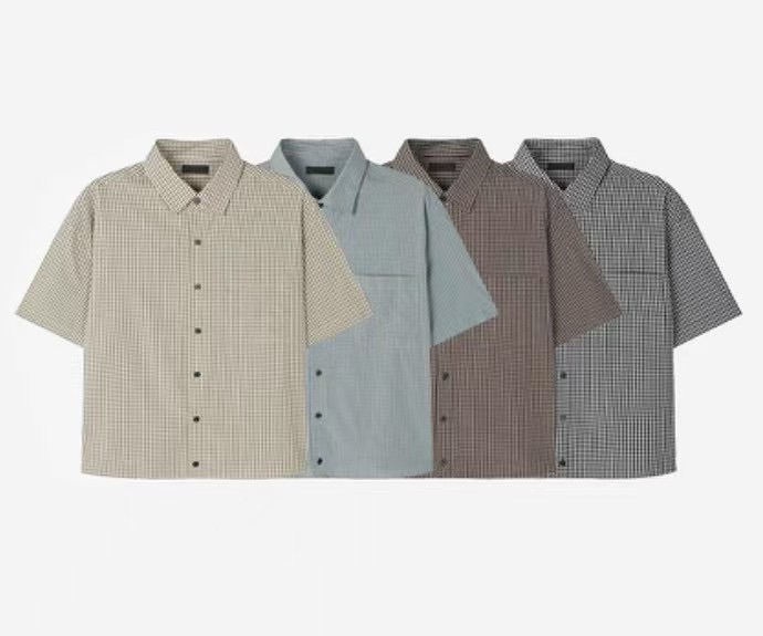 正韓短寬格子襯衫