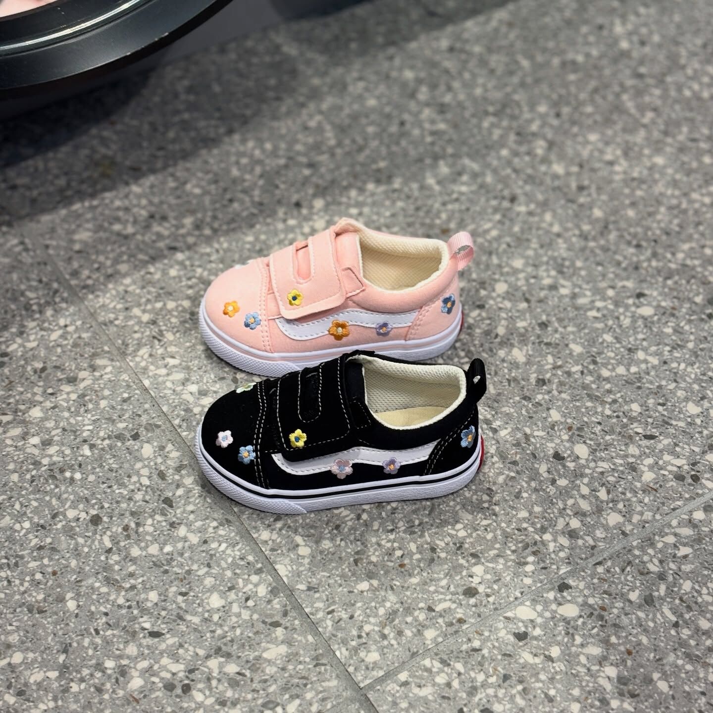 Vans Old Skool 日本新款 黑色 粉色 小雛菊 小花 好穿脫 小童 童鞋 V36TDL