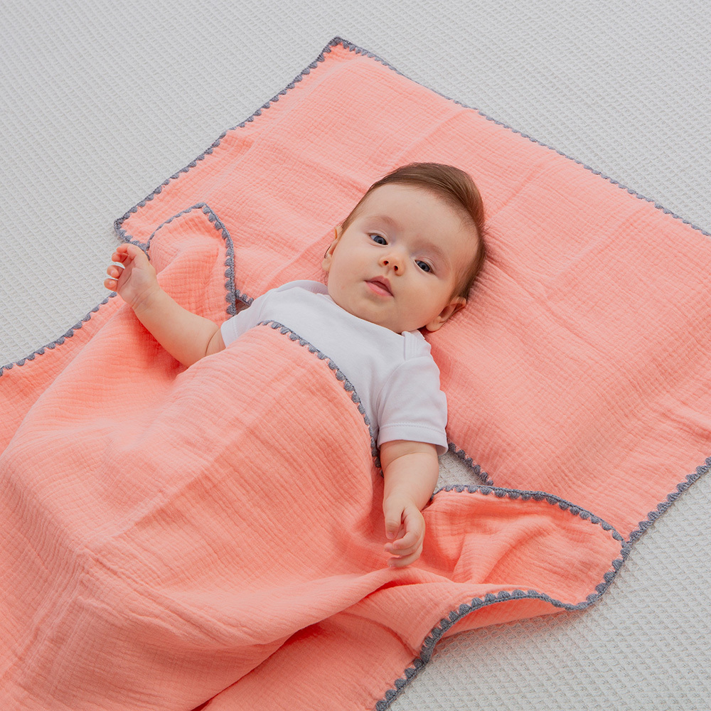 gunite 極緻棉柔美系列-紗布嬰兒枕頭巾｜透氣快乾30x65cm｜質感粉膚