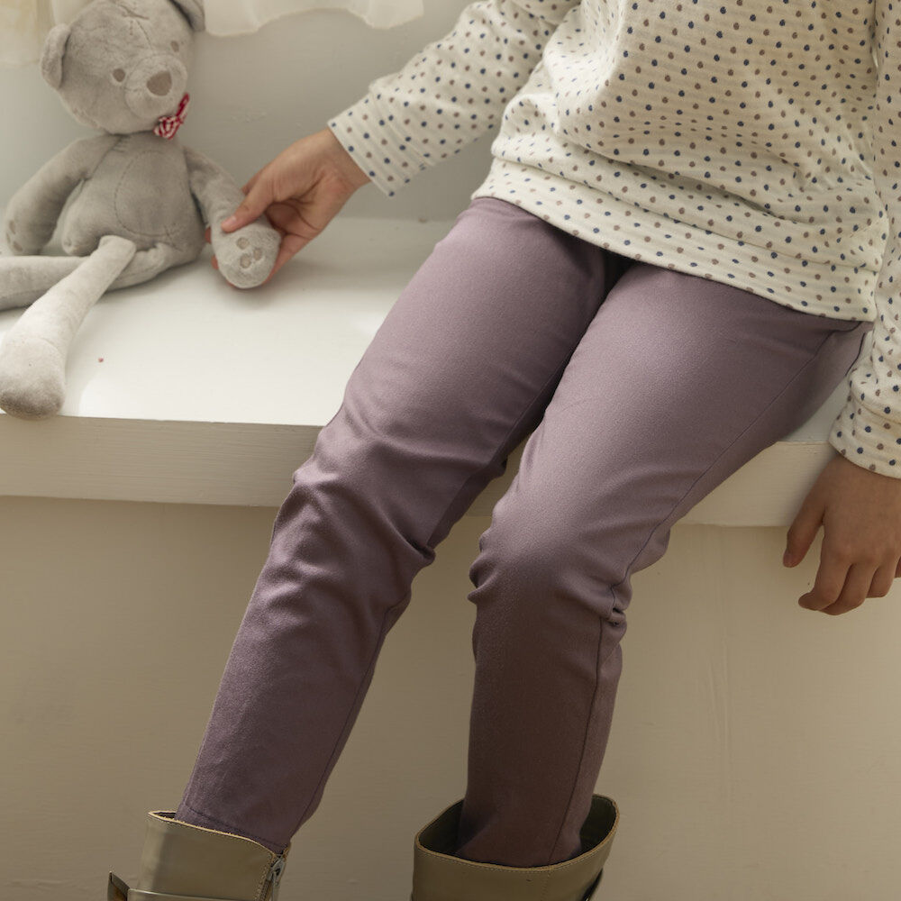 PIPPY袋口壓褶彈性棉長褲 紫