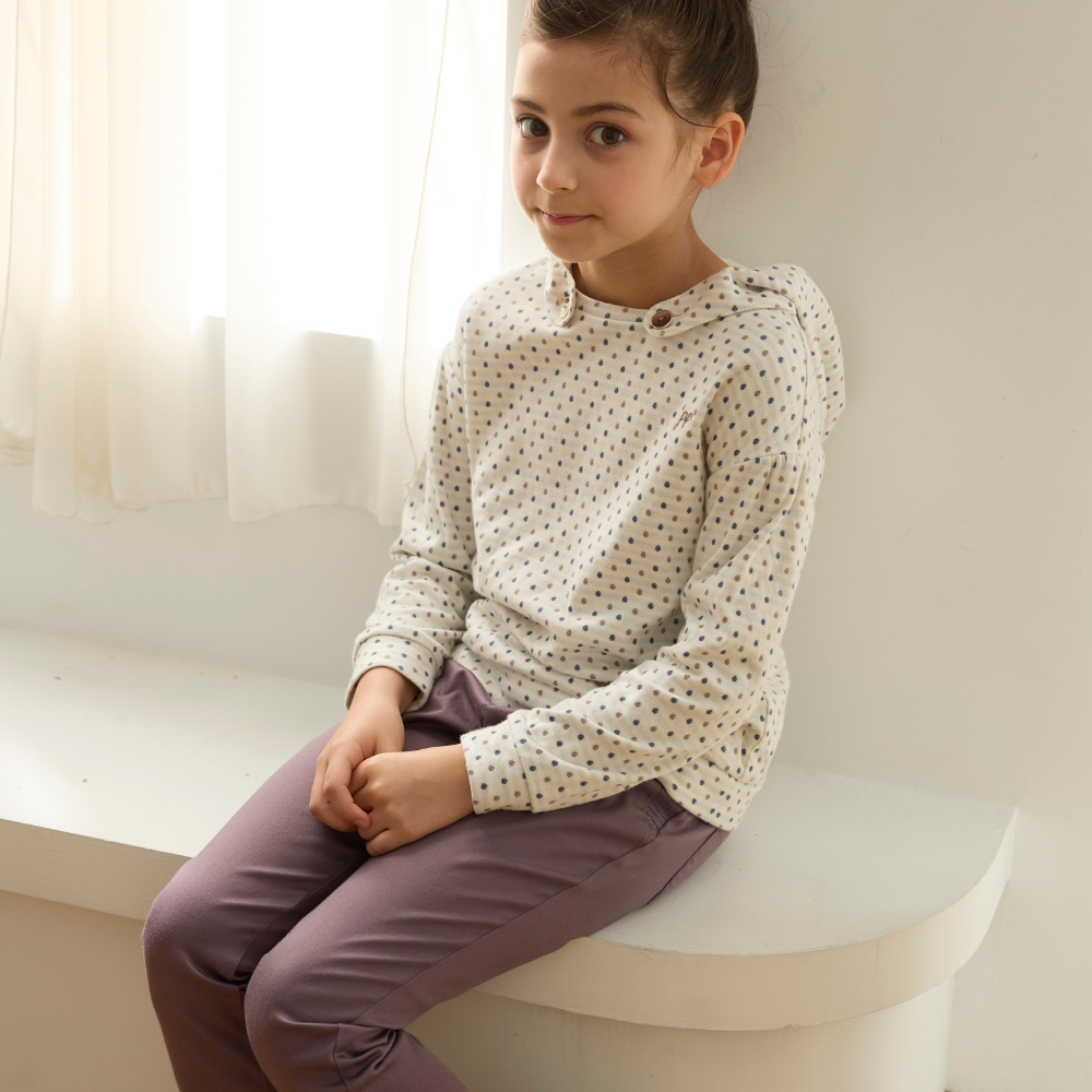 PIPPY袋口壓褶彈性棉長褲 紫