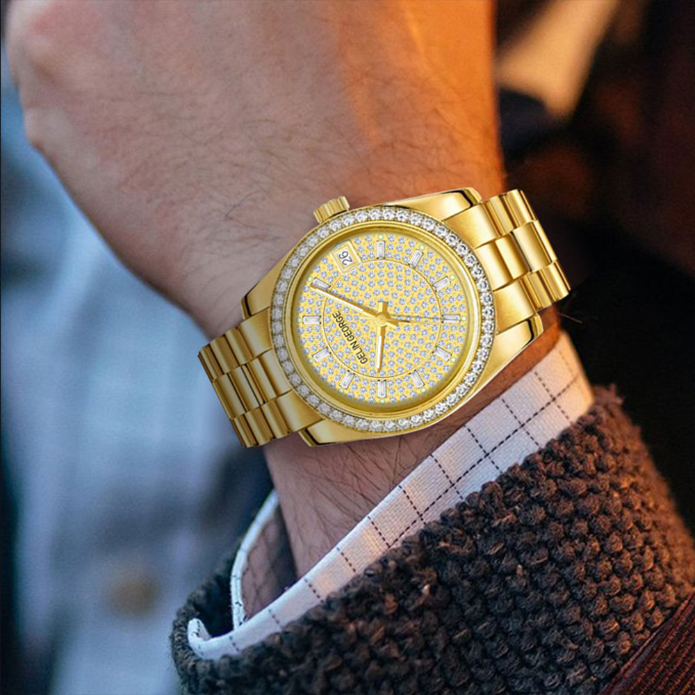 【GELIN GEORGE 格林喬治】黃冰糖系列 限量 表面黃金 機械 夜光 不鏽鋼 手錶 GL-605