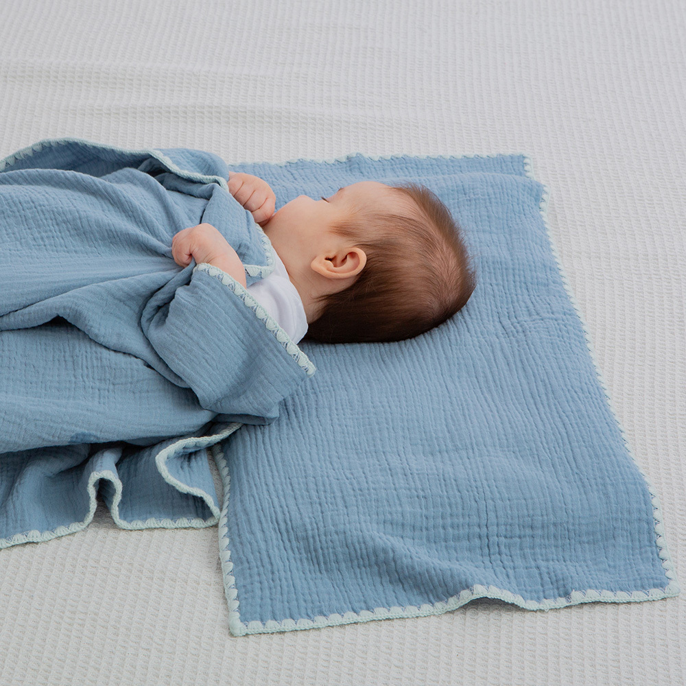 gunite 極緻棉柔美系列-紗布嬰兒枕頭巾｜透氣快乾30x65cm｜療癒天藍