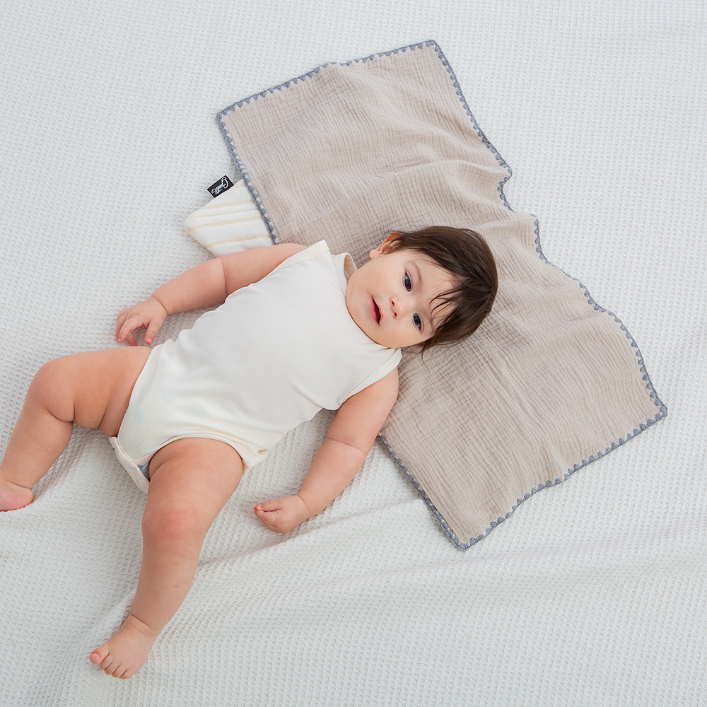 gunite 極緻棉柔美系列-紗布嬰兒枕頭巾｜透氣快乾30x65cm｜品味灰
