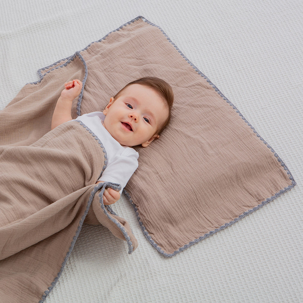 gunite 極緻棉柔美系列-紗布嬰兒枕頭巾｜透氣快乾30x65cm｜品味咖