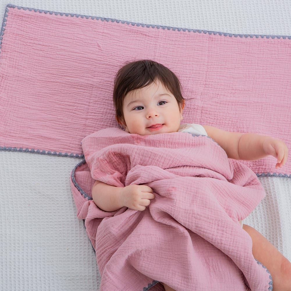 gunite 極緻棉柔美系列-紗布嬰兒枕頭巾｜透氣快乾30x65cm｜品味藕