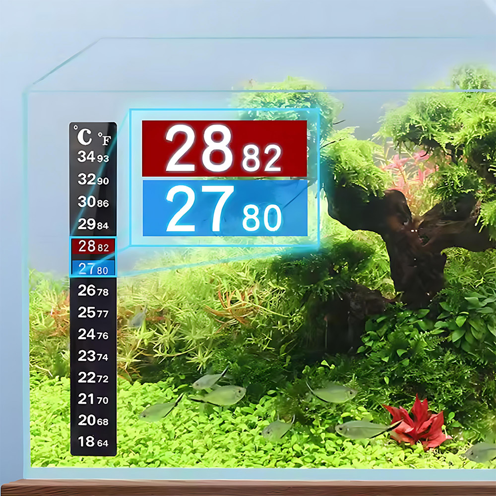 貼片設計不影響美觀,也避免傳統溫度計的破損風險。無需繁複安裝,維護輕鬆,給魚缸完美控溫輔助