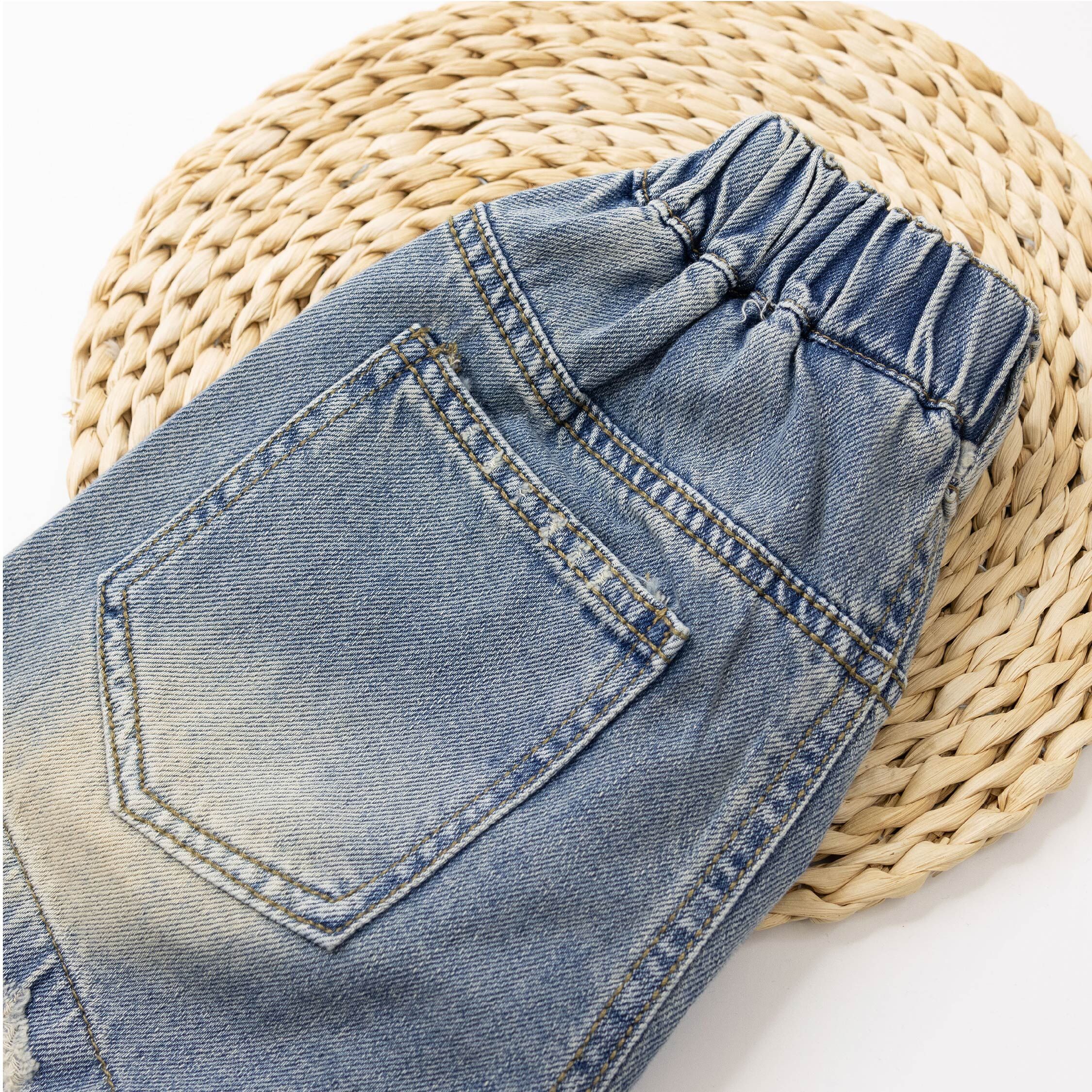 【H50932】流行刷破造型丹寧短褲