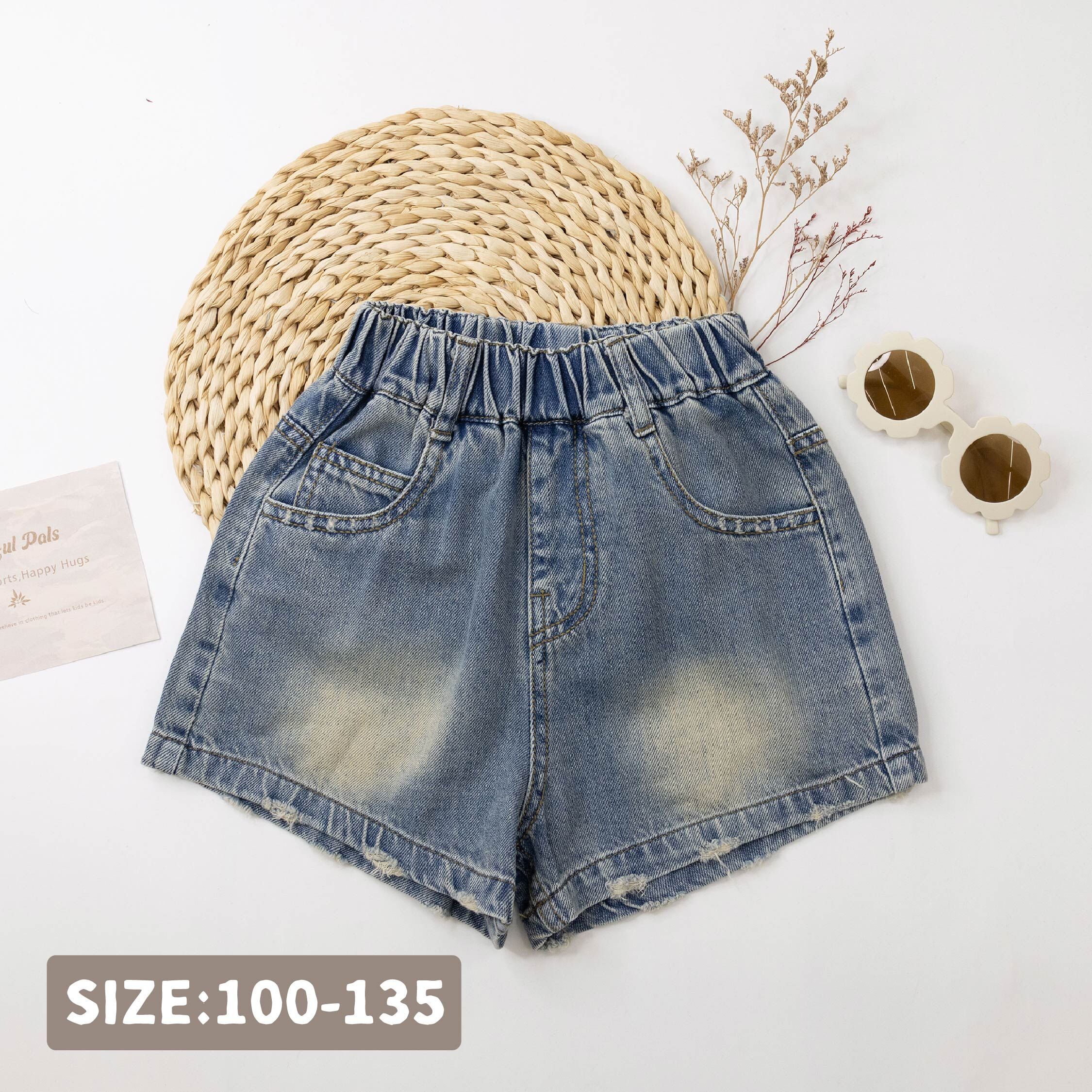 【H50932】流行刷破造型丹寧短褲