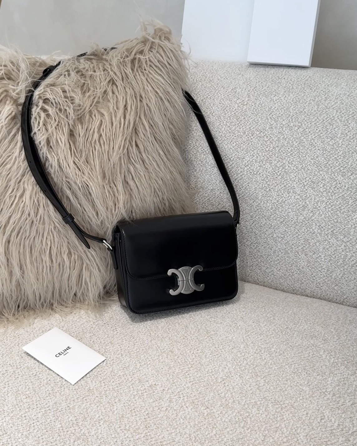 CELINE｜TEEN 凱旋門斜跨包 黑銀