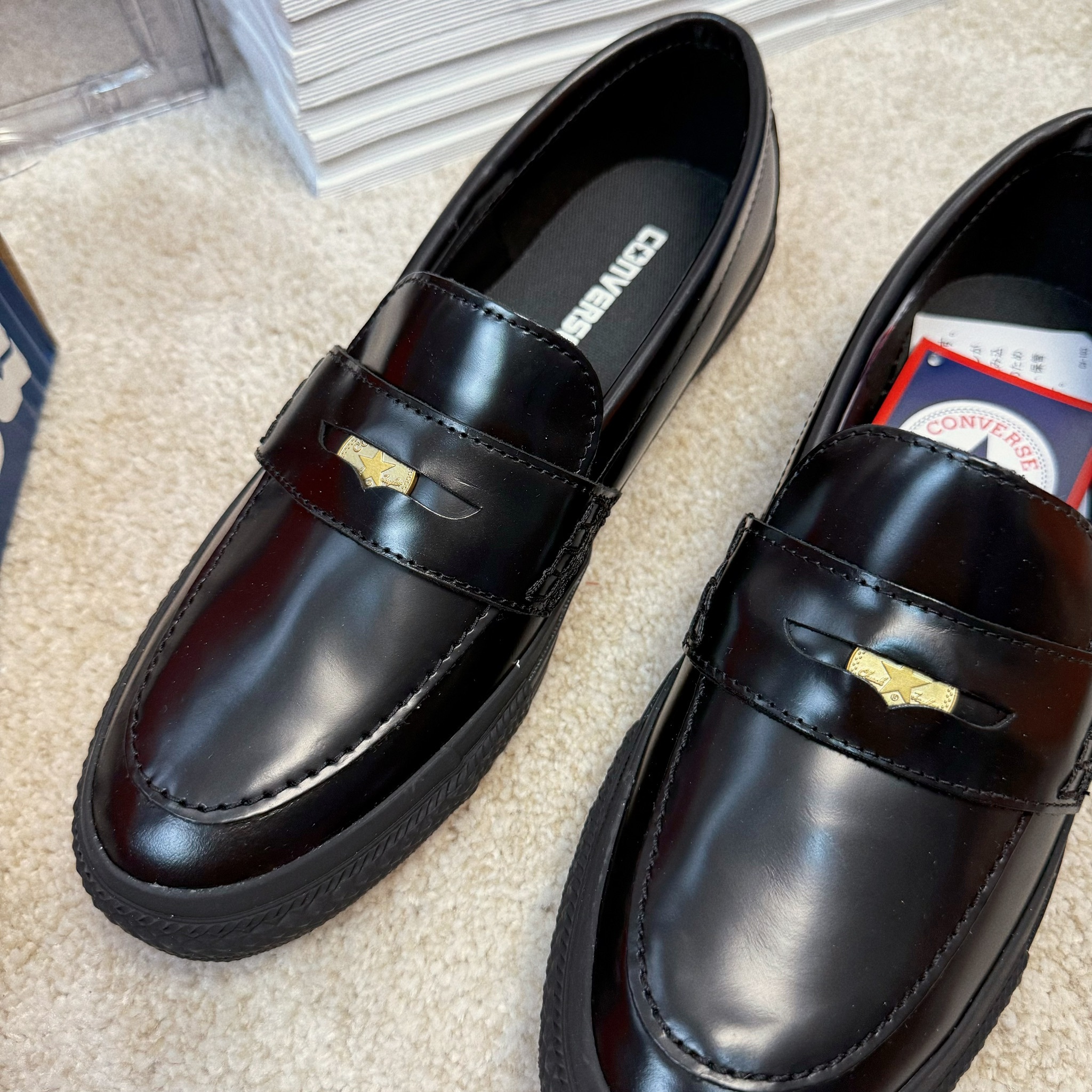 Converse All Star Coinloafe 日本限定 黑色 皮革 錢幣 男女 樂福鞋 31315091