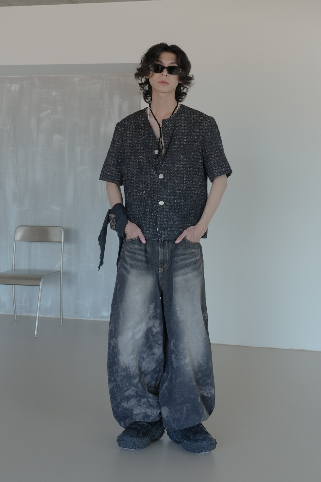 Monique Denim Tweed Half Jacket #外套