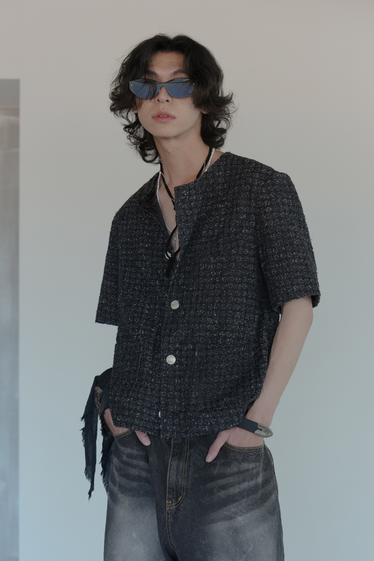 Monique Denim Tweed Half Jacket #外套