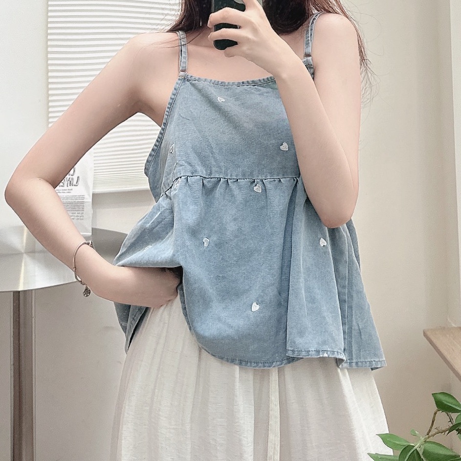 愛心刺繡綁帶兩穿背心/二色