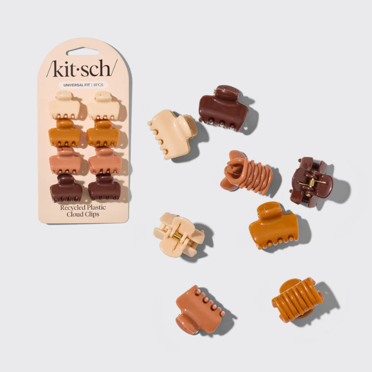 美國 Kitsch 雲朵造型迷你抓夾 8入 摩卡色調