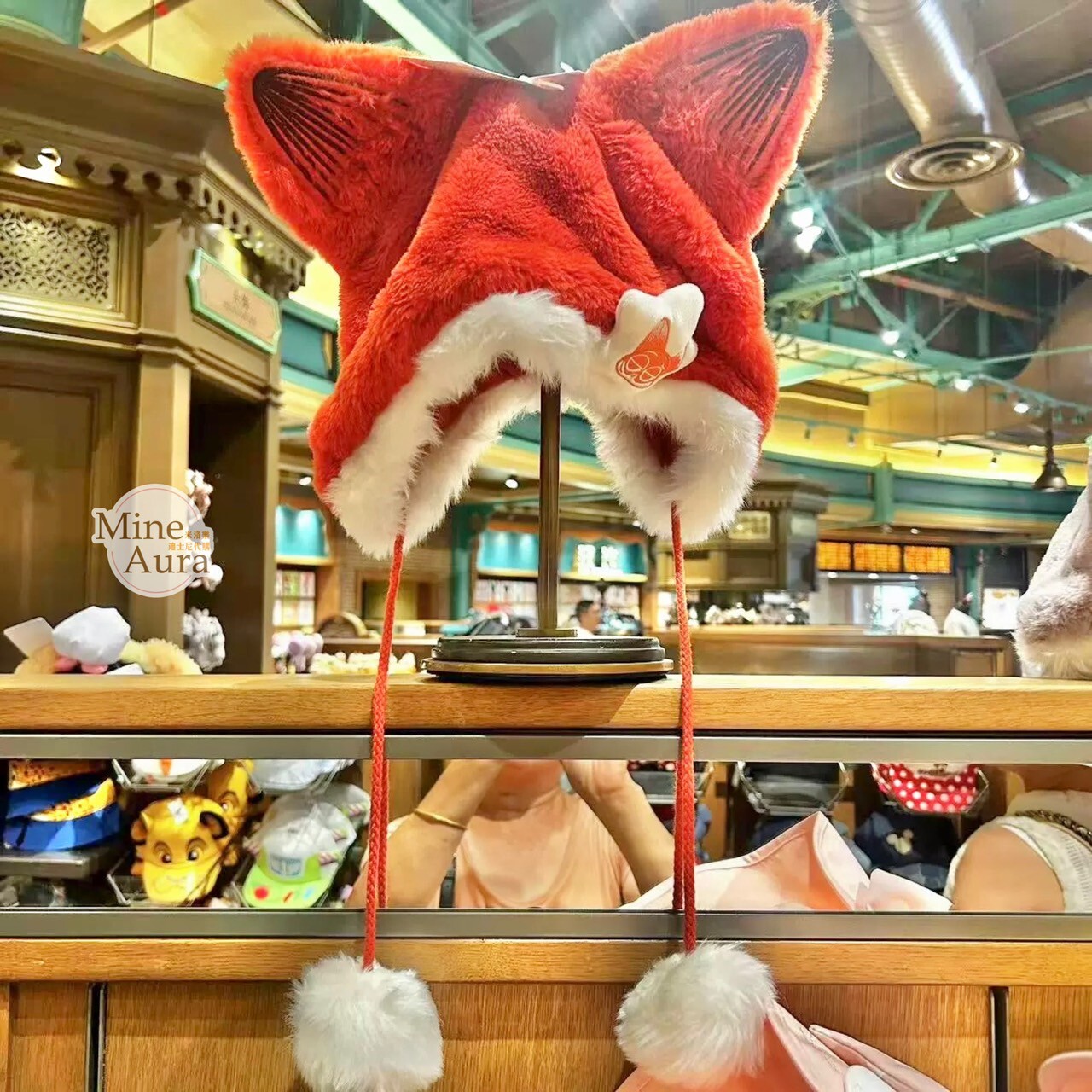 胡尼克 Nick 絨毛 立體耳朵造型 毛球 頭套 保暖 帽子 動物方城市 Zootopia -上海迪士尼樂園