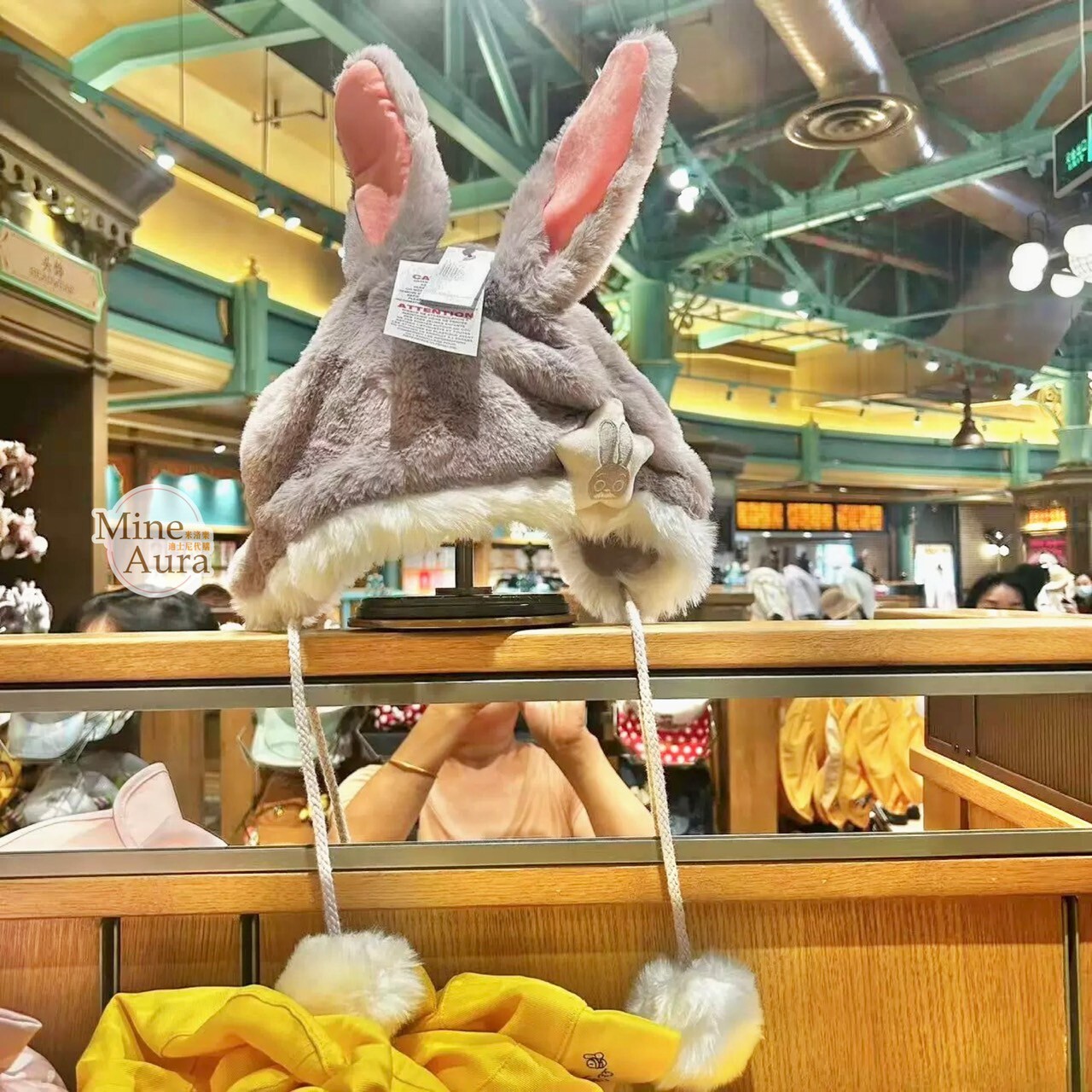 哈茱蒂 Judy 兔 絨毛 立體耳朵造型 毛球 頭套 保暖 帽子 動物方城市 Zootopia -上海迪士尼樂園