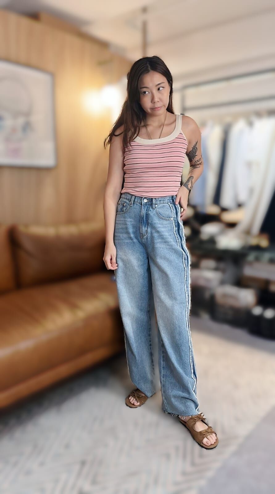 T28 拼色邊條紋背心 - 粉紅 *特價* (優惠碼同充值購物金不適用)