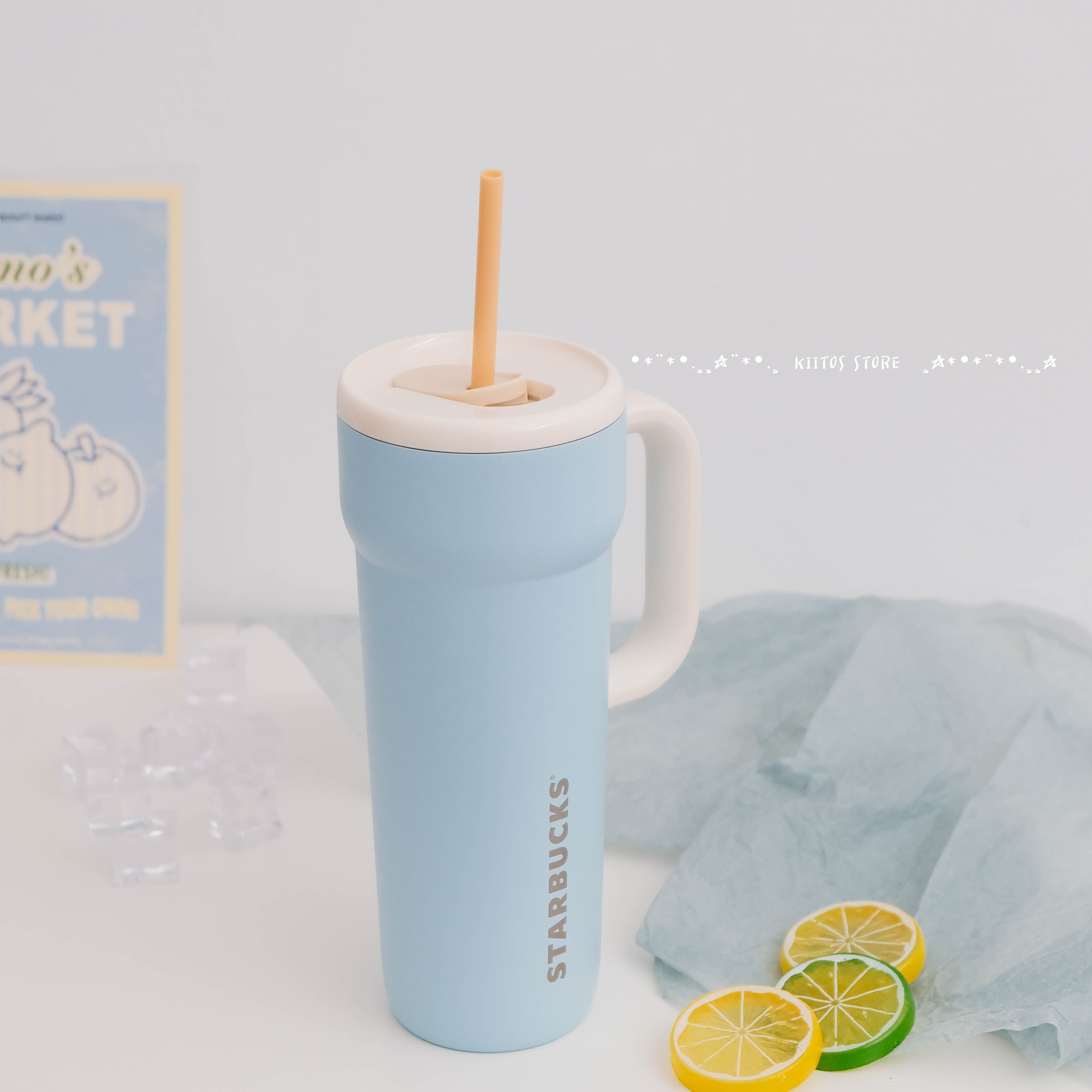 【現貨】韓國限定 STARBUCKS 星巴克 寶寶藍 不鏽鋼 手柄 吸管杯 秀智同款
