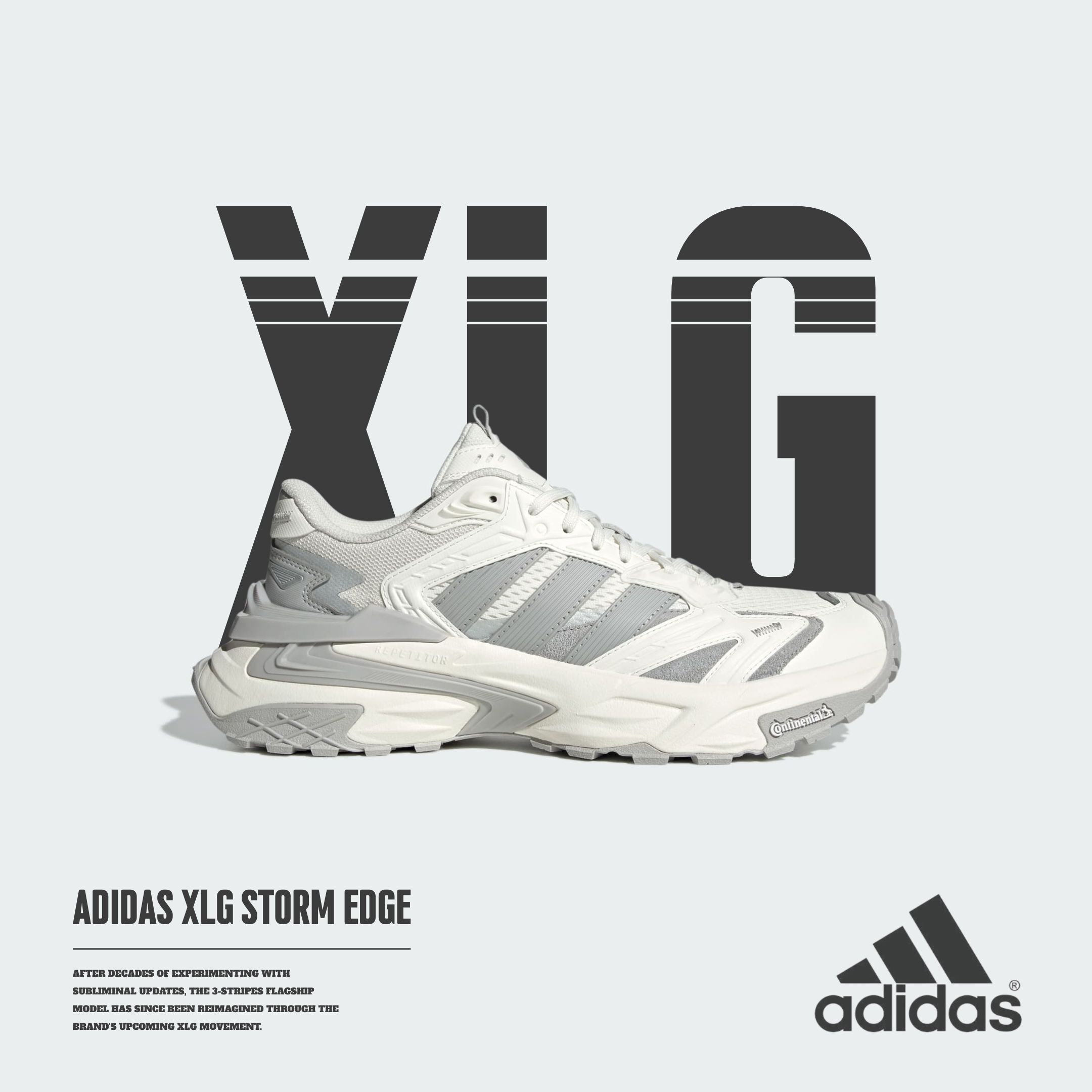 NICEDAY 代購 Adidas XLG Storm Edge 老爹 復古 機甲鞋 灰白 白灰 白銀 男女鞋 JQ4083