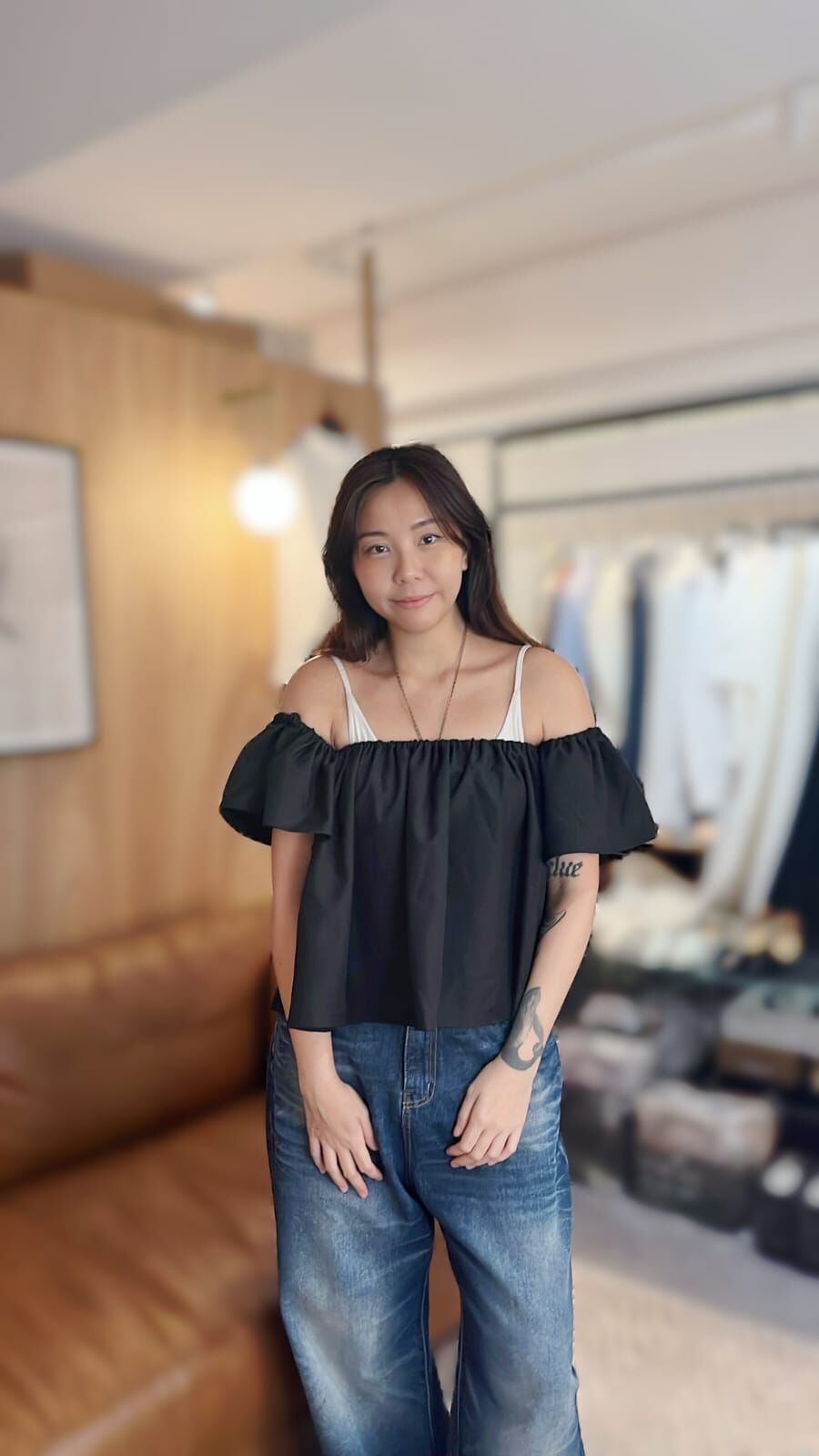 T45 兩著橡筋露肩上衣 - 黑色 *特價* (優惠碼同充值購物金不適用)