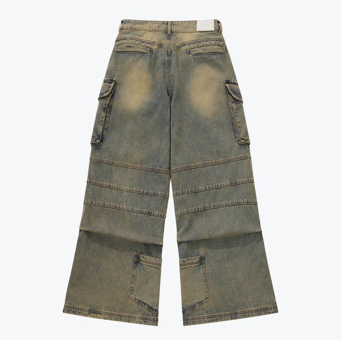 SENSE Distressed Denim Flared Cargo Pants