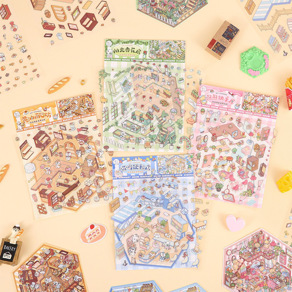 Cute Animal Scenery Stickers