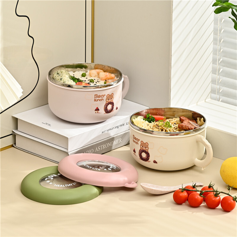 《6179》可愛卡通圖案304不鏽鋼泡麵碗