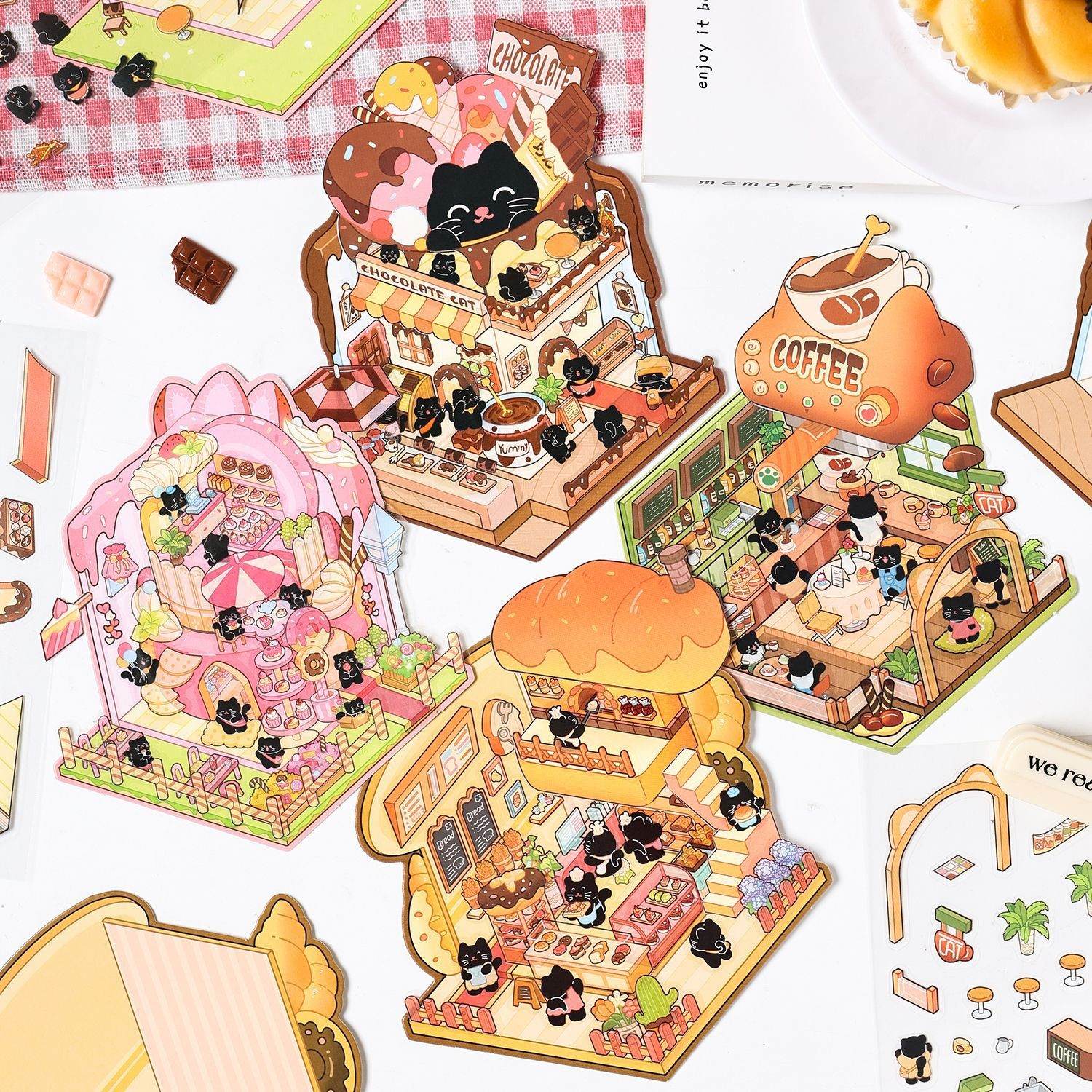Meow Cafe & Desserts Series Scenery Stickers