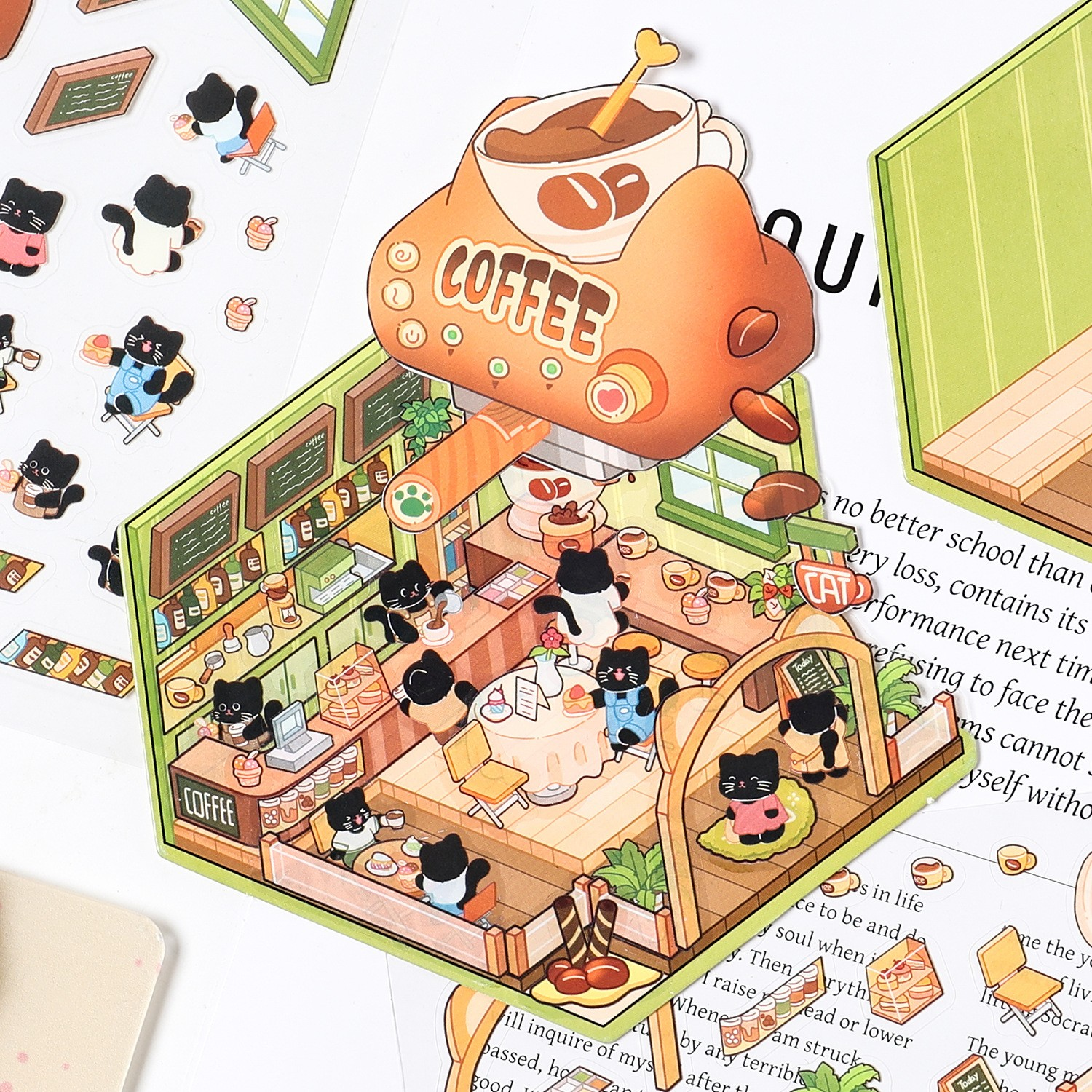 Meow Cafe & Desserts Series Scenery Stickers