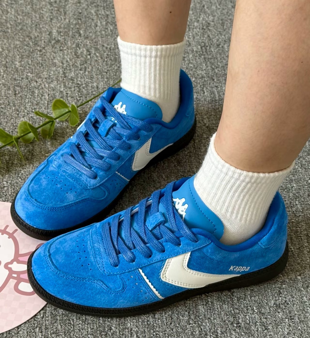 Kappa卡帕 德訓鞋 背靠背復古百搭防滑休閒運動鞋 男女同款 海中藍經典白Aug25