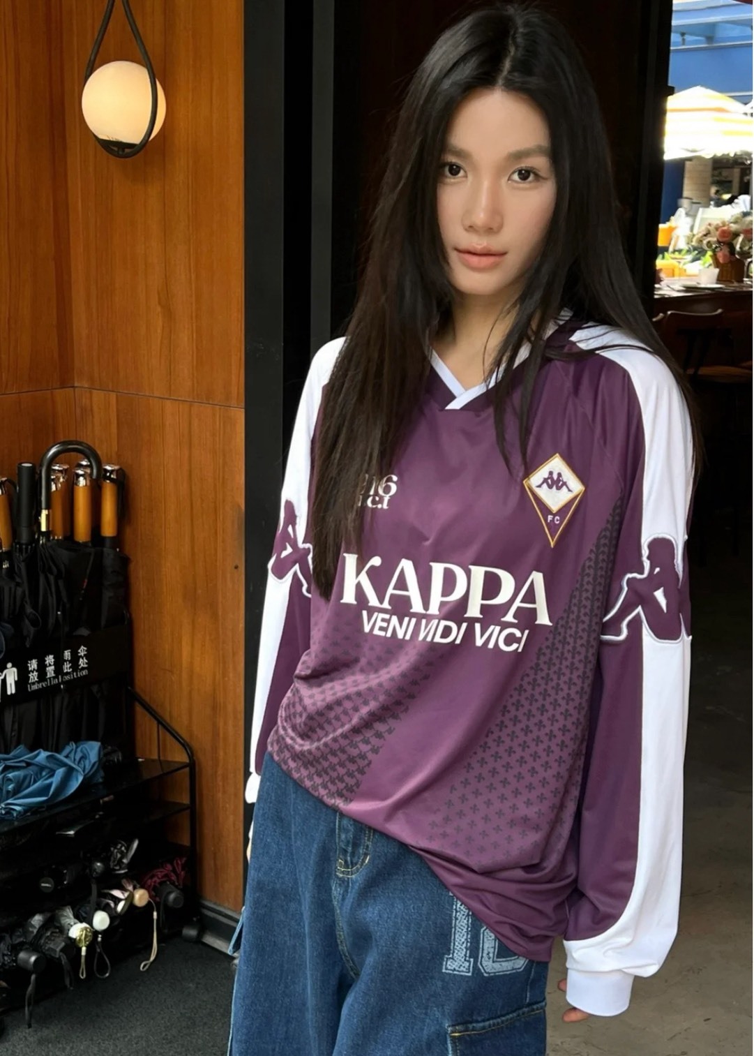 Kappa ACF Fiorentina Logo Allover Print Long Sleeve Pullover Sweatshirt Unisex Aug25