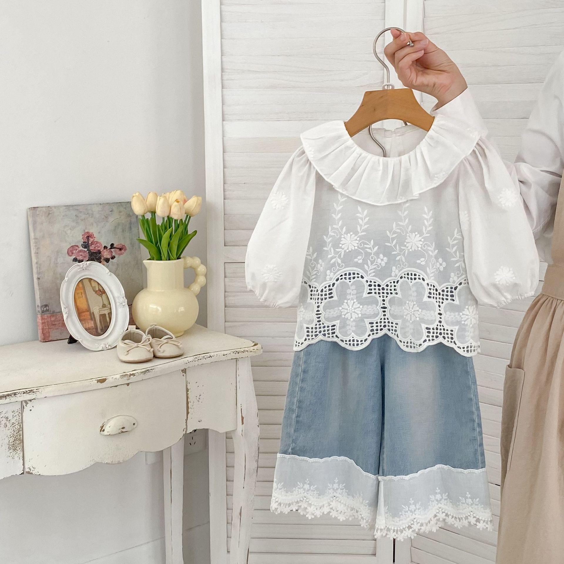 現貨80｜薄款秋款花邊套裝 𓂃𓈒 .ᐟ.ᐟ.ᐟ.ᐟ