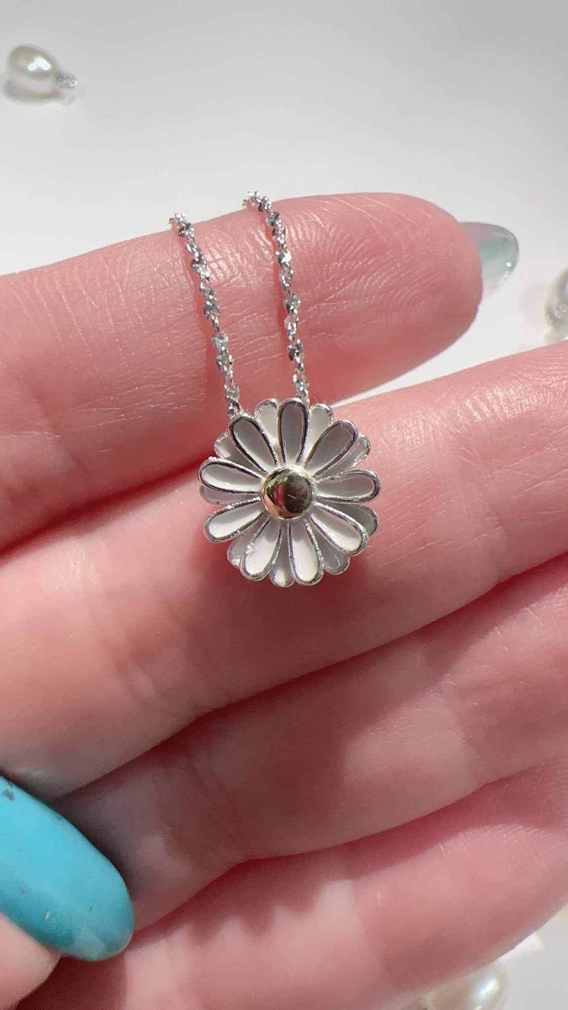 【預購】G080602 925純銀花花吊墜連頸鏈