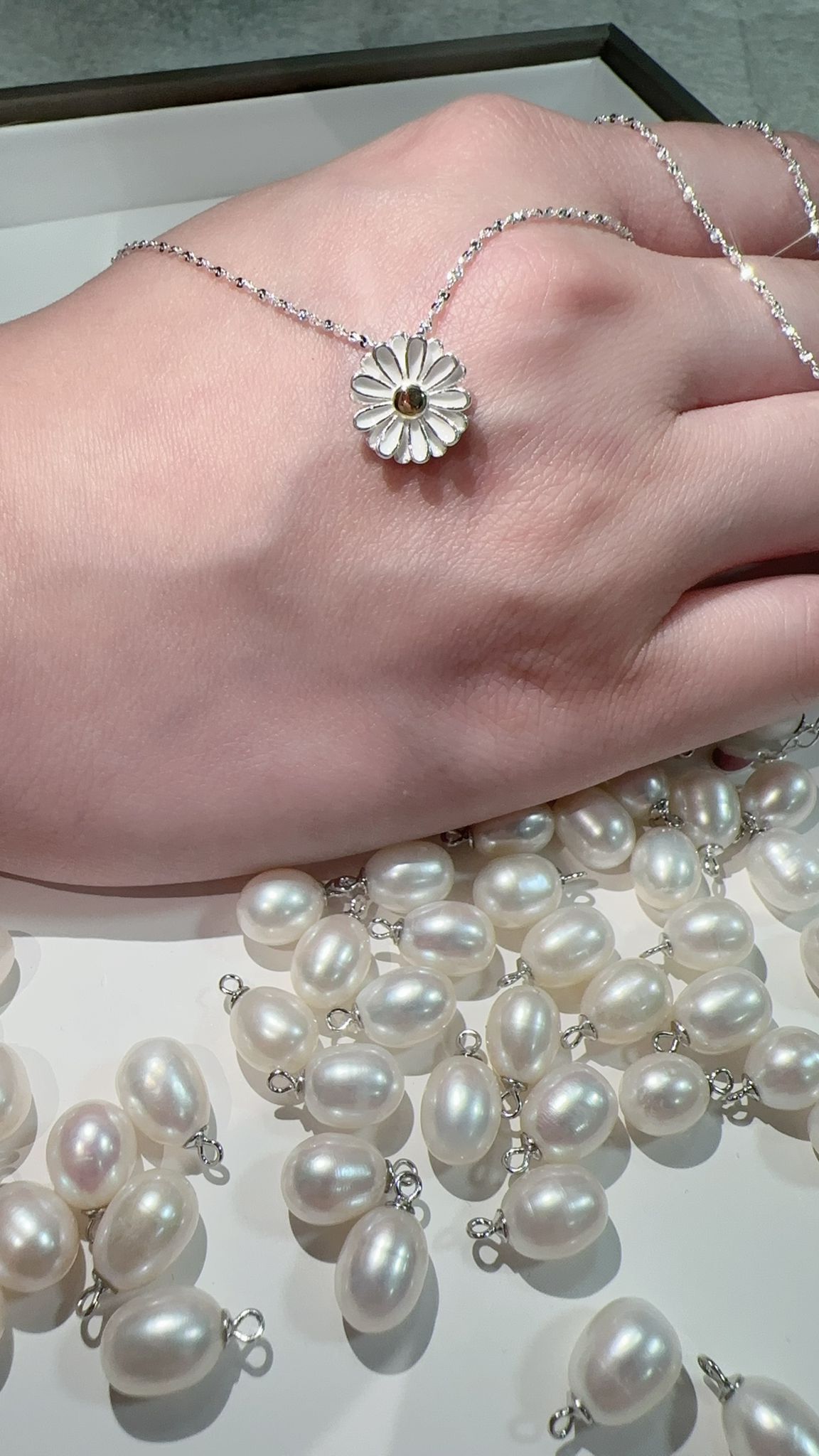 【預購】G080602 925純銀花花吊墜連頸鏈