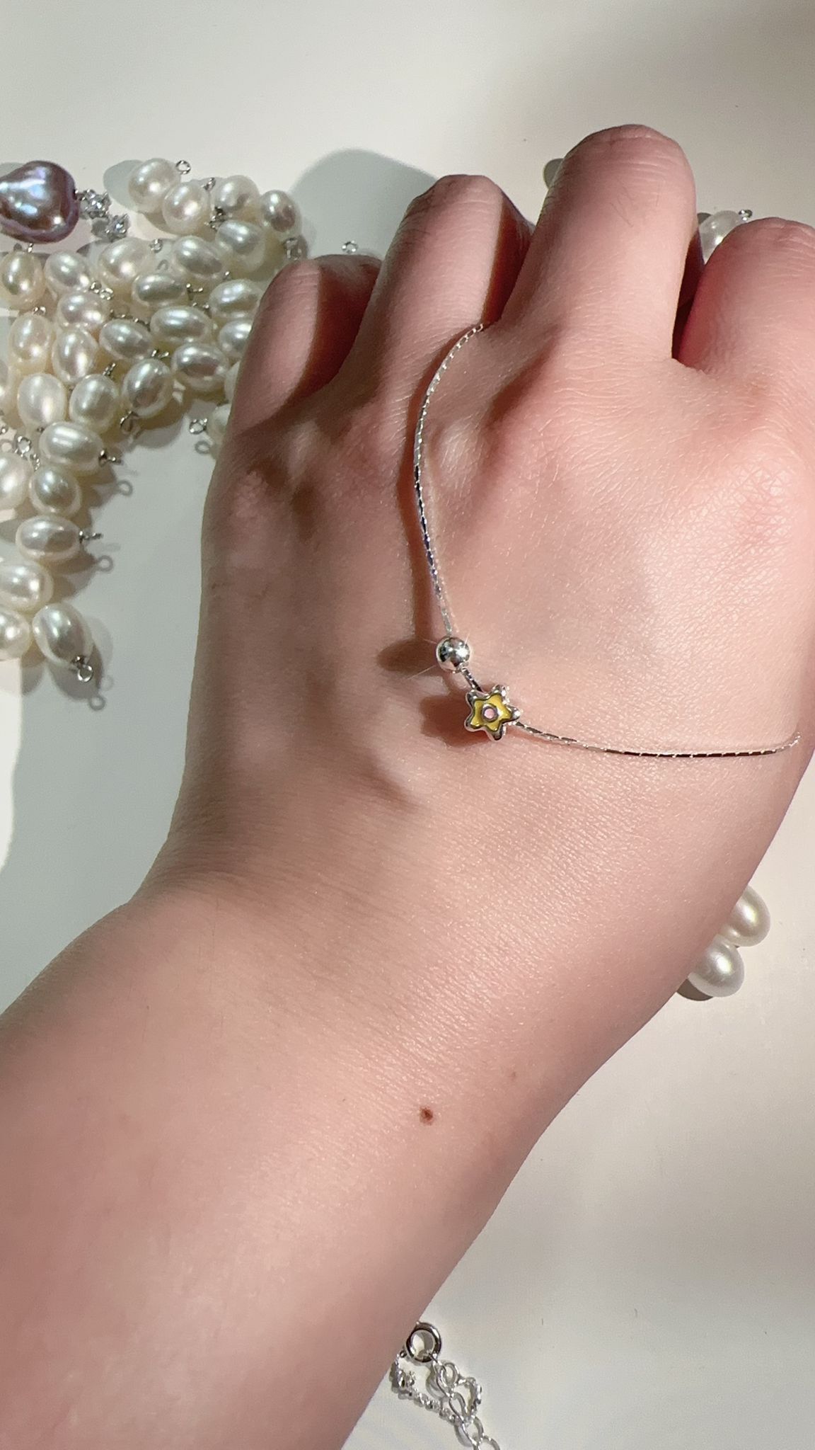 【預購】G080604 純銀星星可調式手鏈