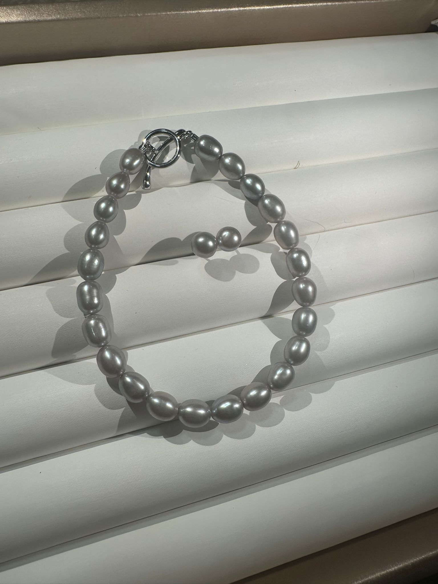 【預購】G080606 淡水銀藍色珍珠手鏈