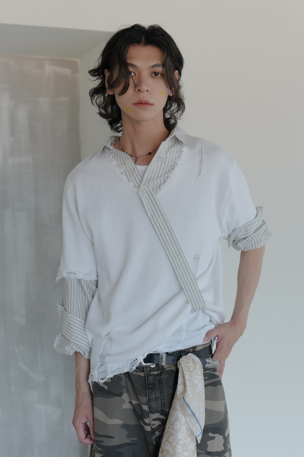 Necktie Strap Cropped Shirt #襯衫