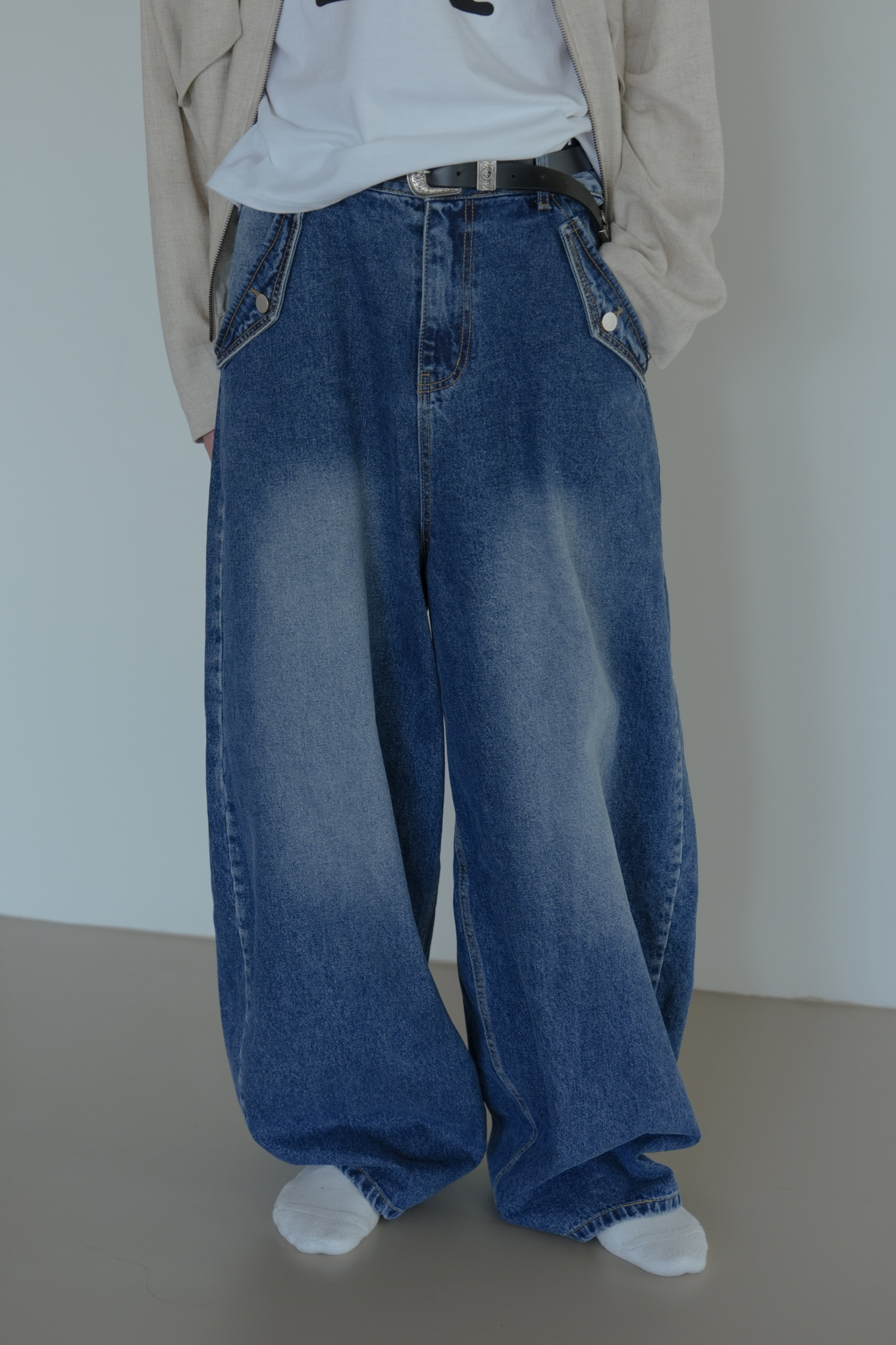 Pocket Brush Denim Pants #牛仔褲