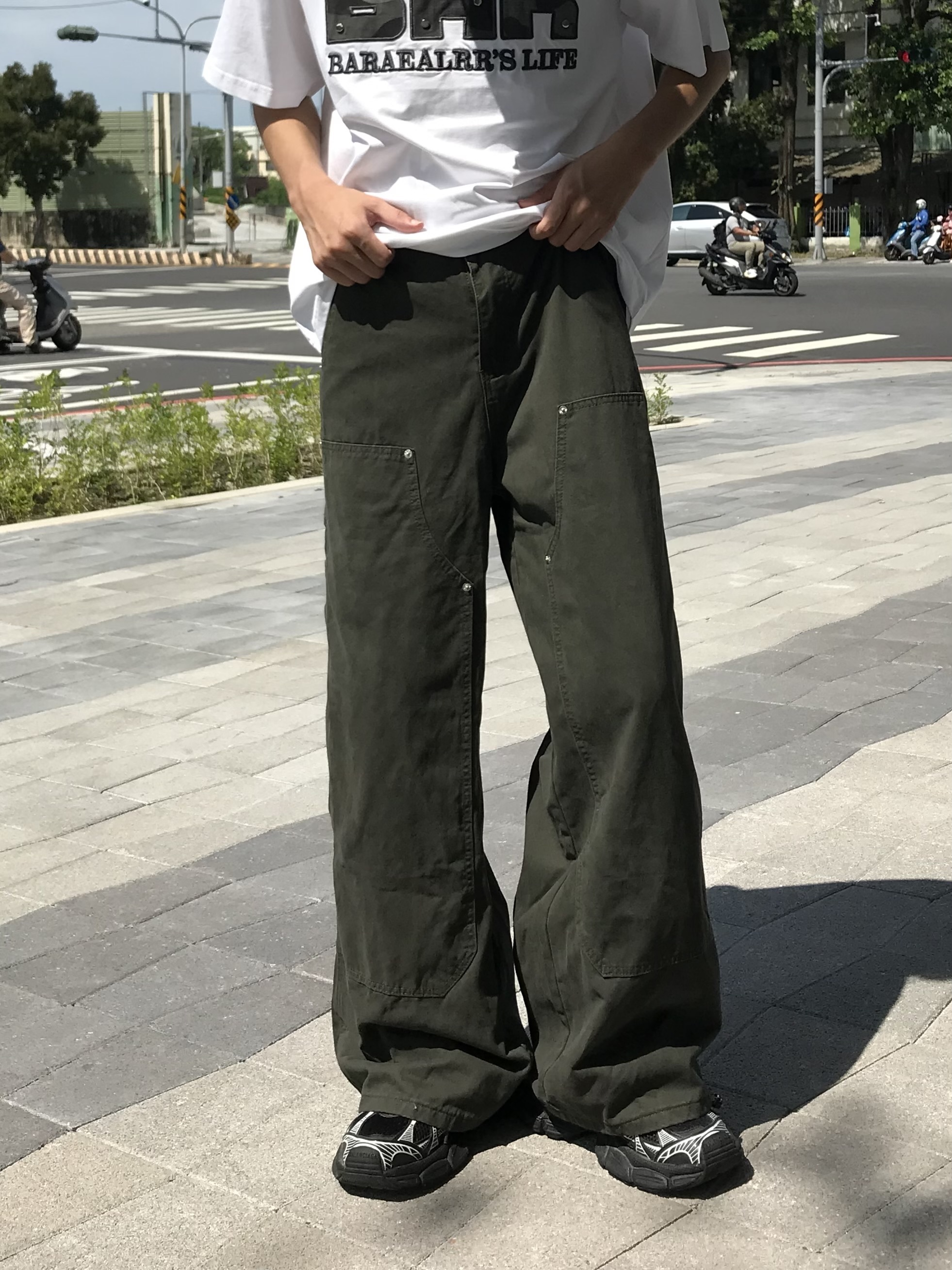 復古工裝 闊腿 休閒褲