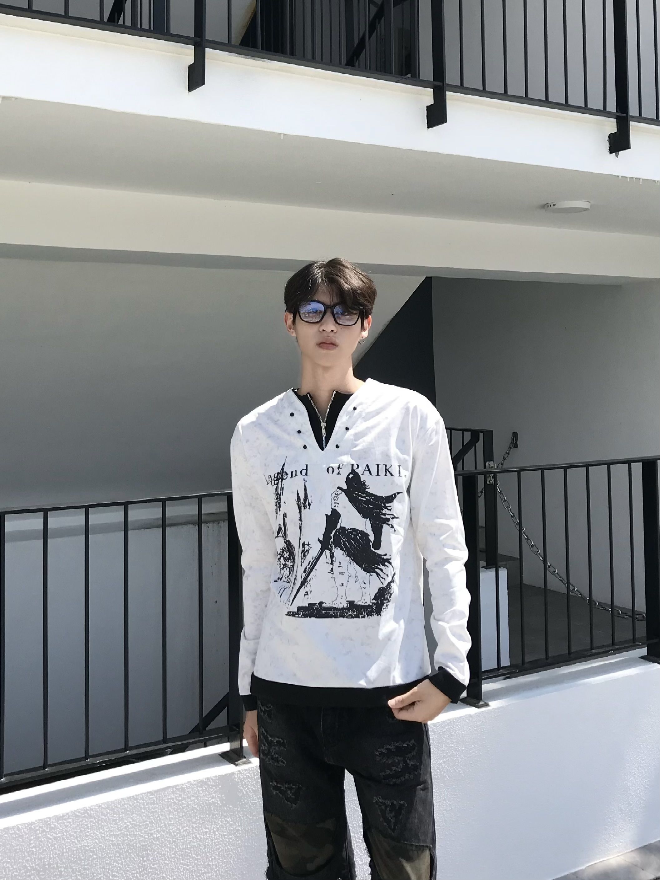 傳奇 鬥士 假兩件 薄長袖（2色）