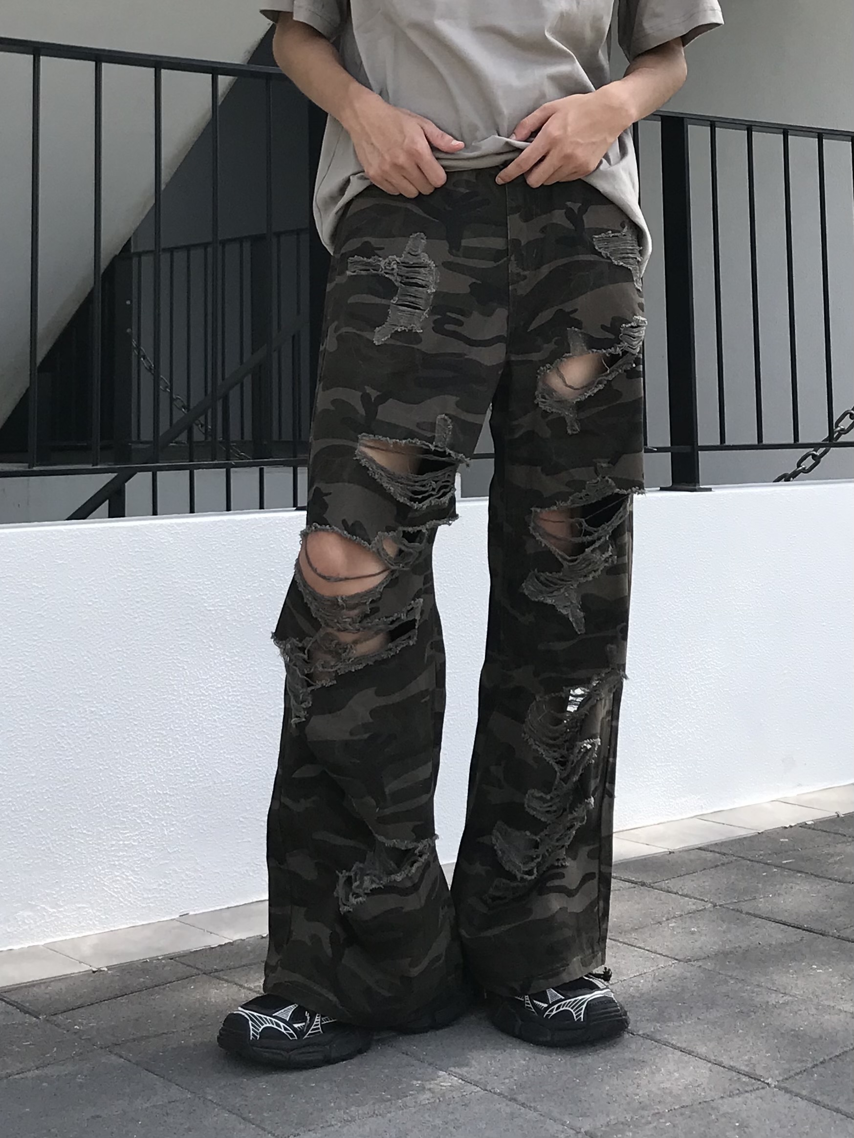 破壞 微喇 迷彩休閒褲