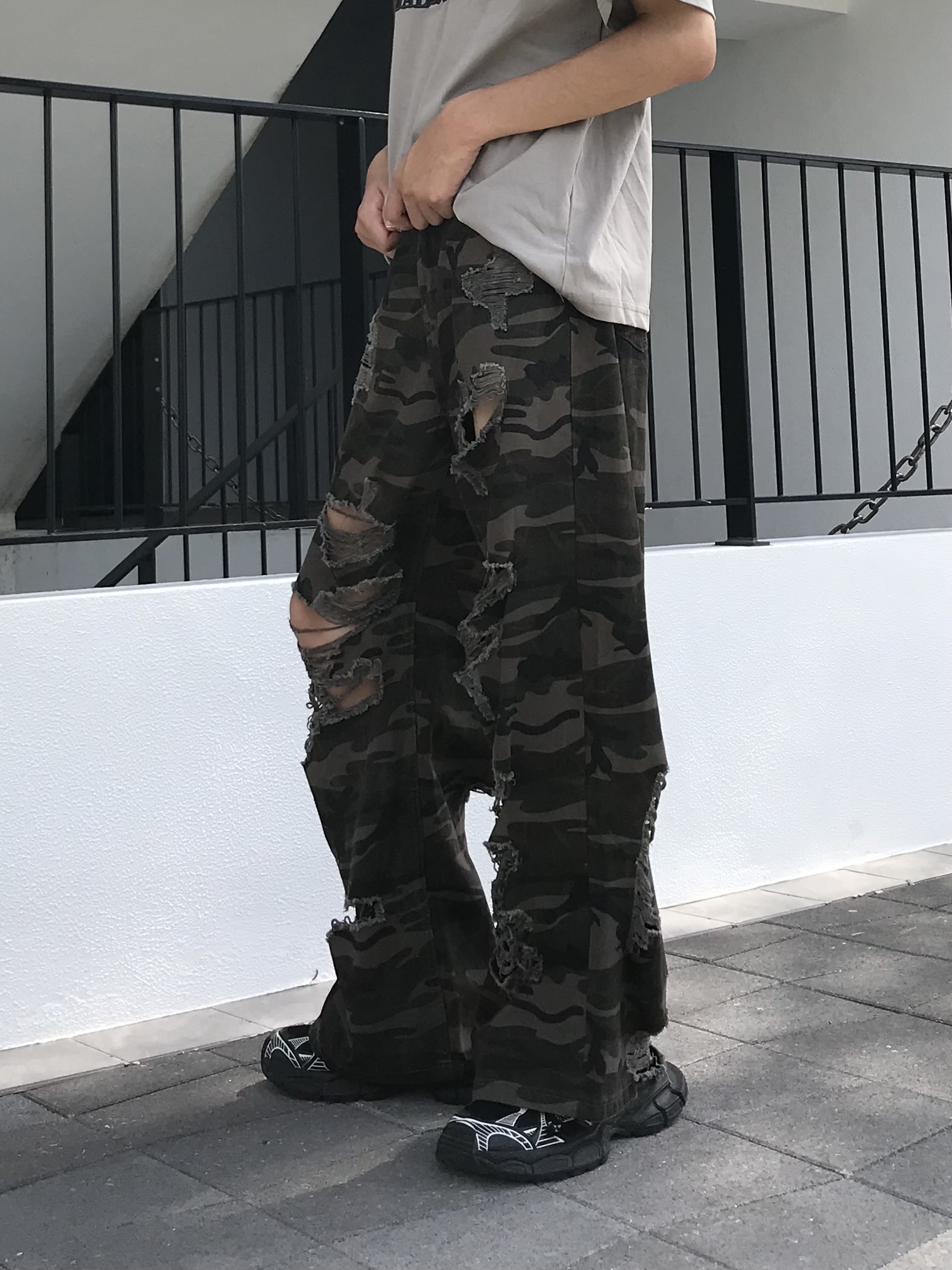 破壞 微喇 迷彩休閒褲
