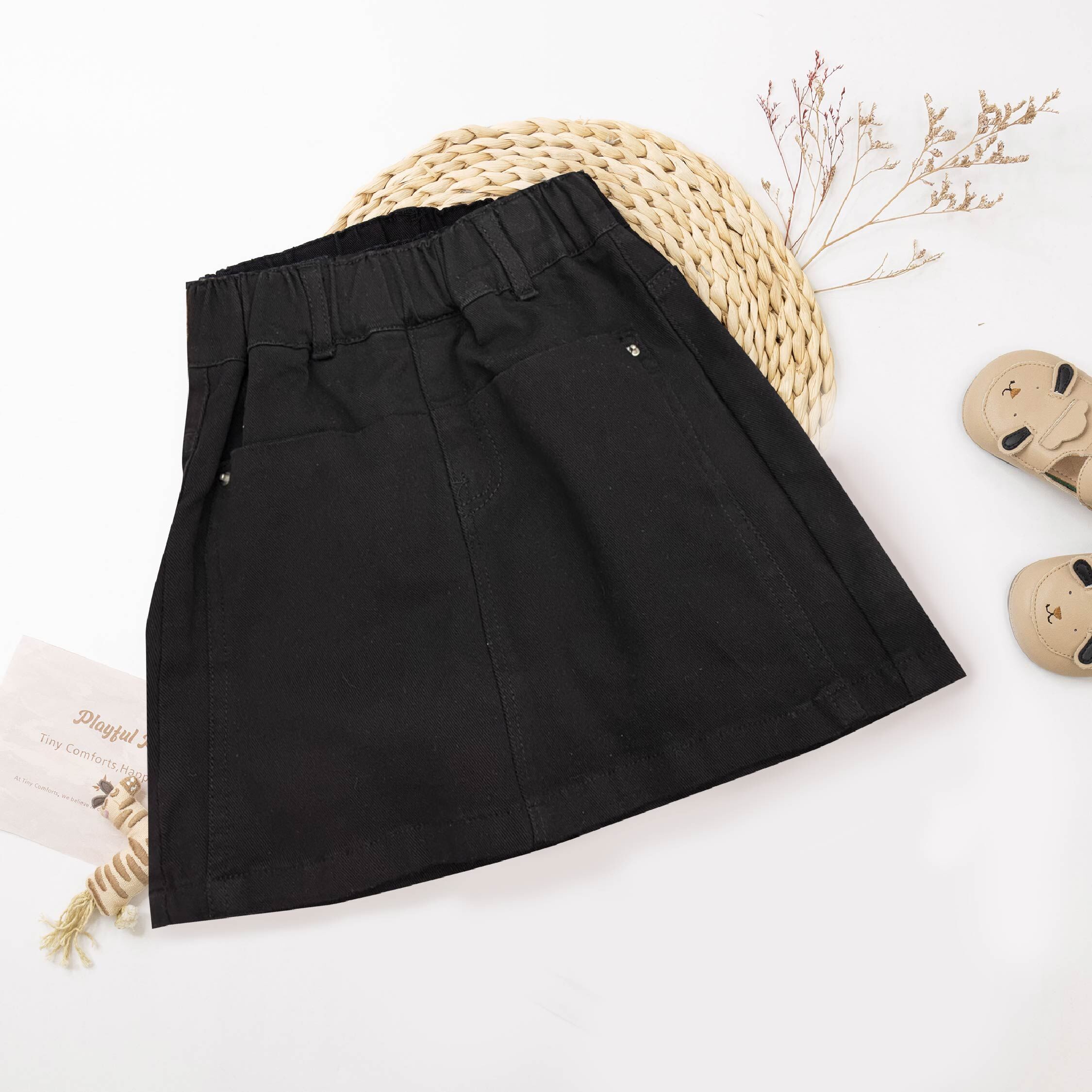 【H50900】簡約率性口袋設計A字褲裙