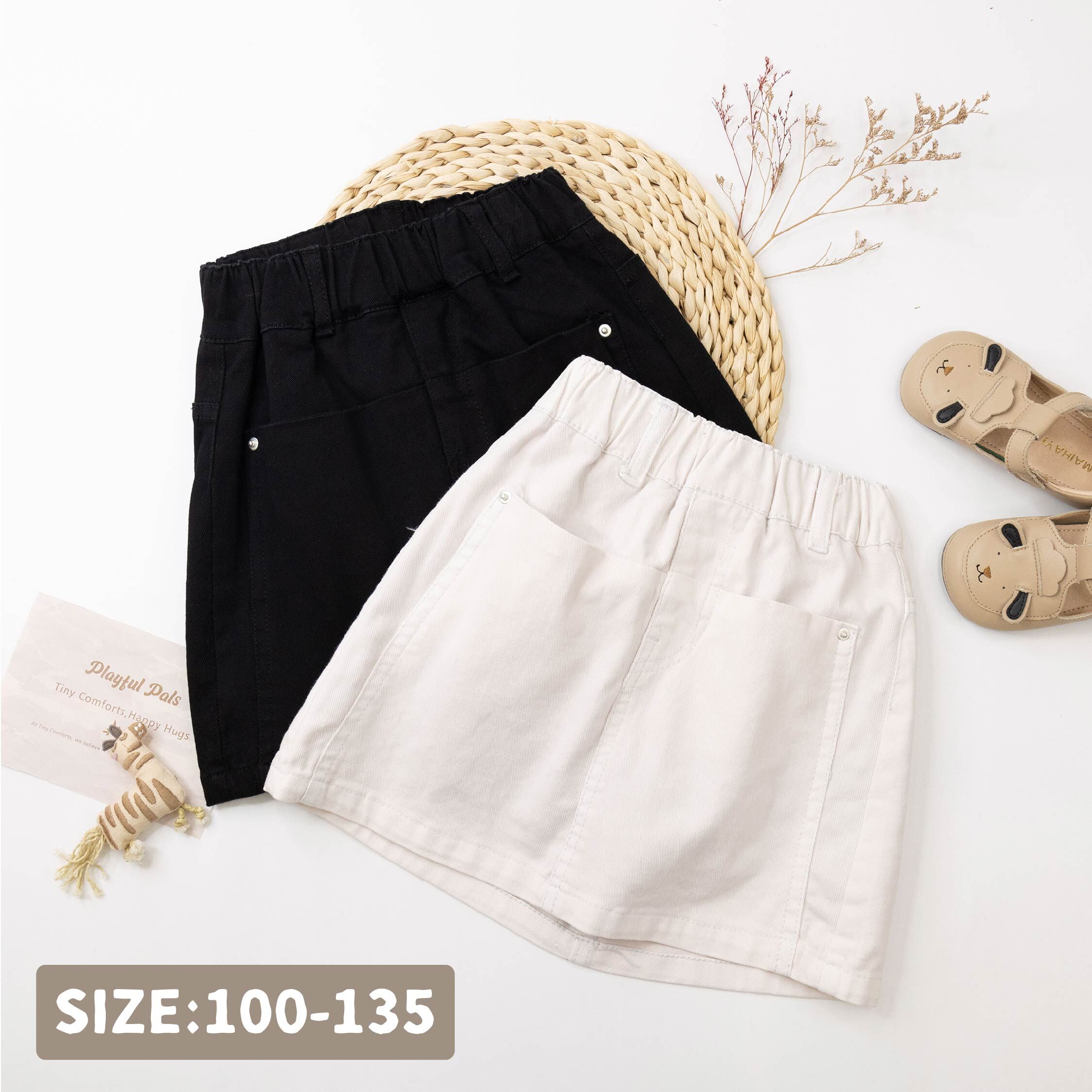 【H50900】簡約率性口袋設計A字褲裙