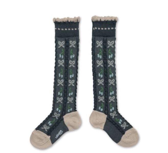 COLLEGIEN 緹花及膝襪Cerise-Pierre de Volvic深灰